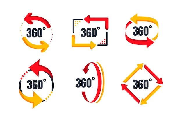 Бесплатное векторное изображение Коллекция этикеток на 360 градусов в плоском дизайне