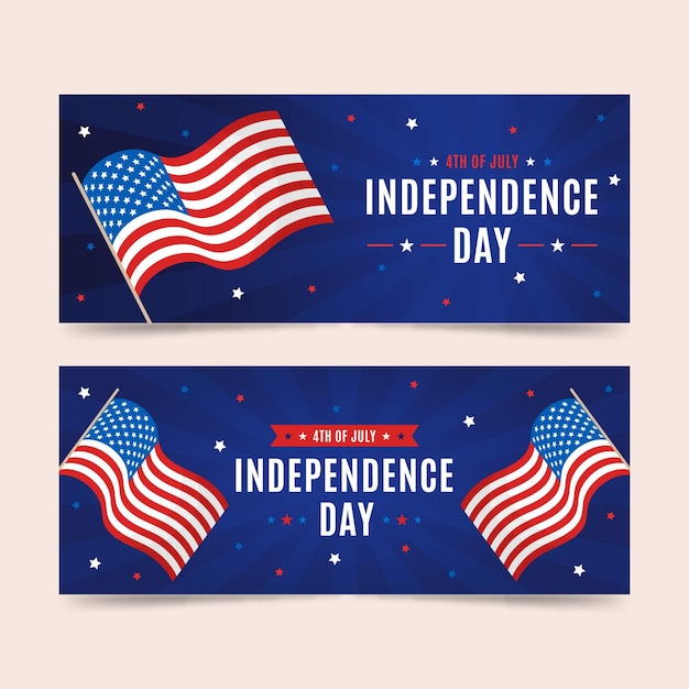 Free vector flat design 4th of july banners