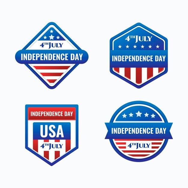 Плоский дизайн 4 июля - значки ко Дню независимости