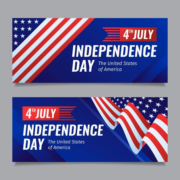 Flat design 4th of july - independence day banners pack