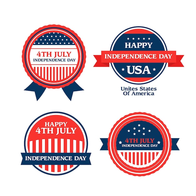 Free vector flat design 4th of july labels set