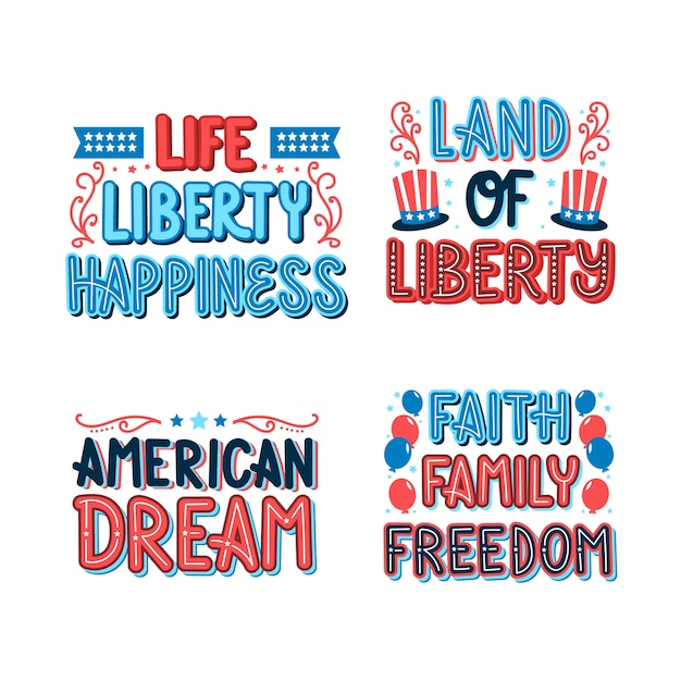 Free vector flat design 4th of july lettering