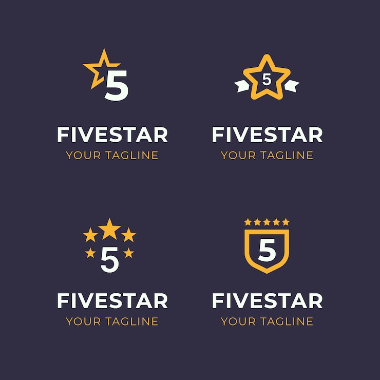 Free Vector flat design 5 star logo design