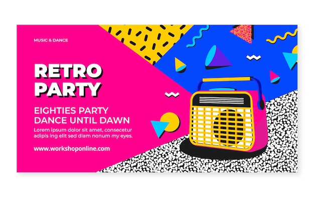 Free vector flat design 80s party facebook post template