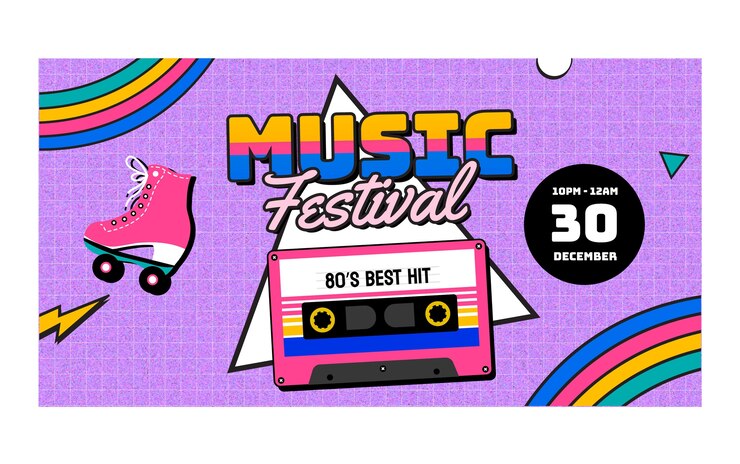 Free Vector flat design 80s party facebook post