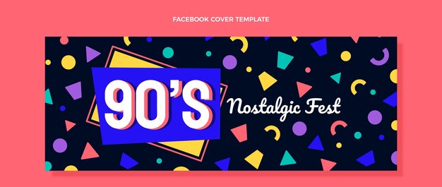 평면 디자인 90년대 음악 축제 페이스북 커버