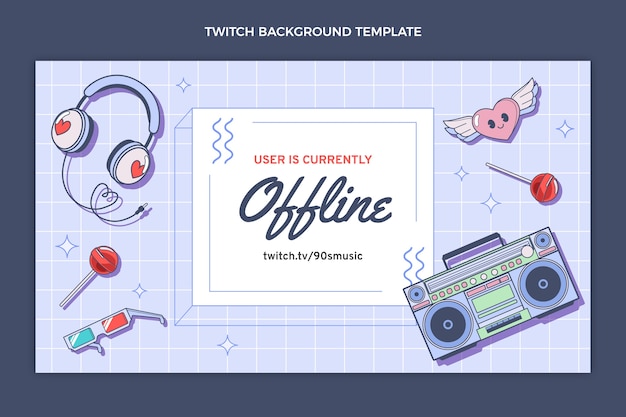 Flat design 90s music festival twitch background