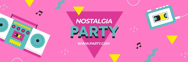 Flat design 90s party twitter header