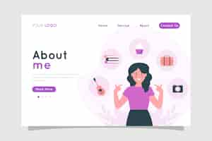 Free vector flat design about me web template illustrated