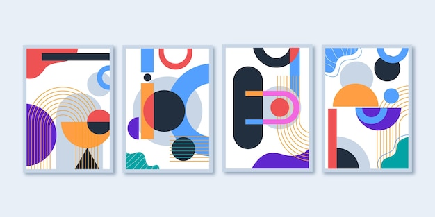 Flat design abstract art cover collection