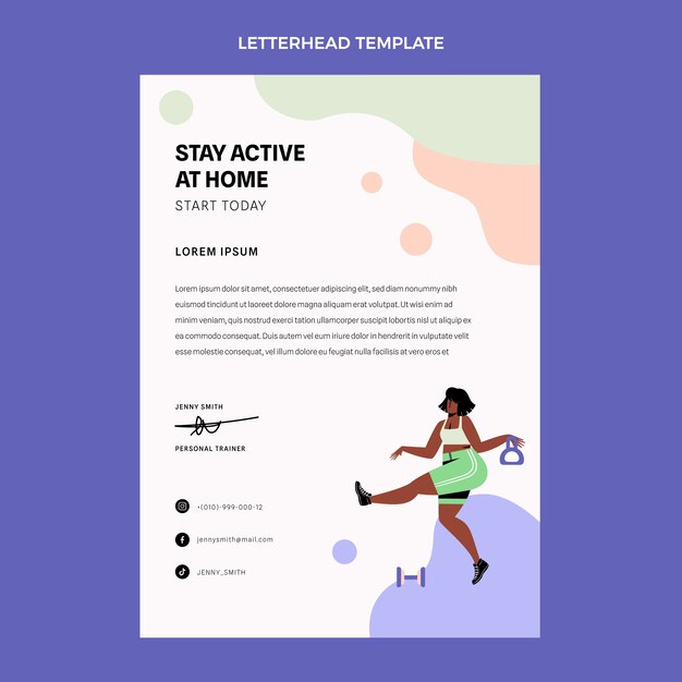 Free vector flat design abstract fitness letterhead