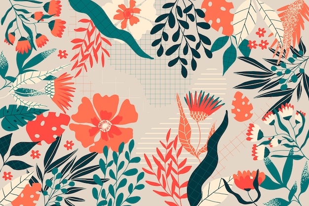 Free vector flat design abstract floral theme for wallpaper