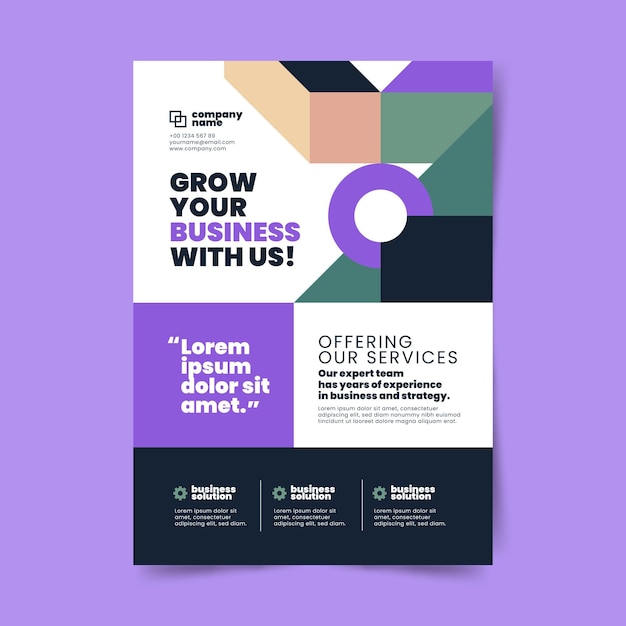 Flat design abstract geometric business flyer