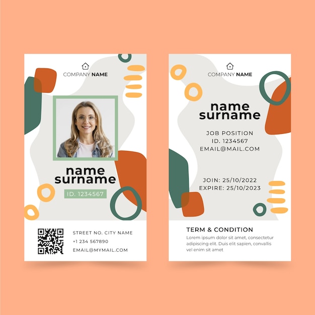 Free vector flat design abstract geometric id cards template