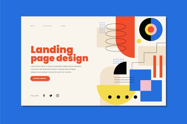 Free vector flat design abstract geometric landing page