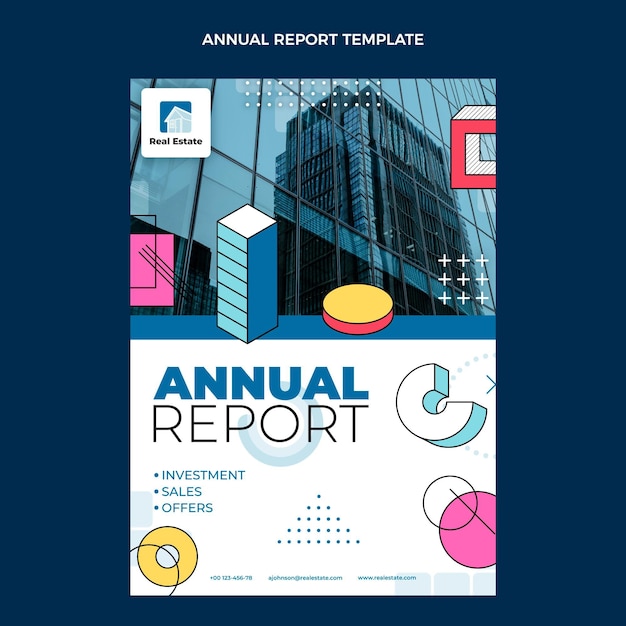 Relazione annuale immobiliare geometrica astratta di design piatto