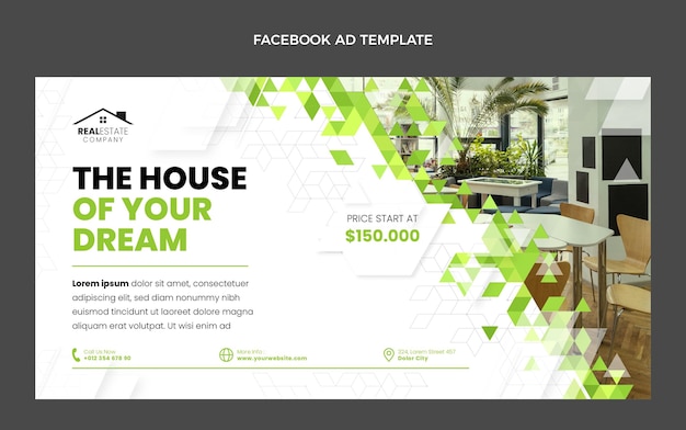 Flat design abstract geometric real estate facebook promo