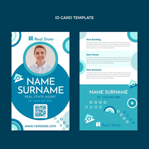 Flat design abstract geometric real estate id card