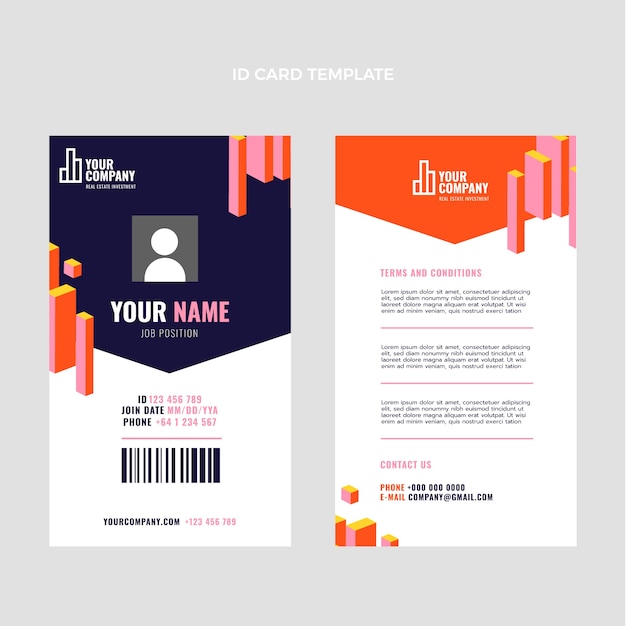 Free vector flat design abstract geometric real estate id card