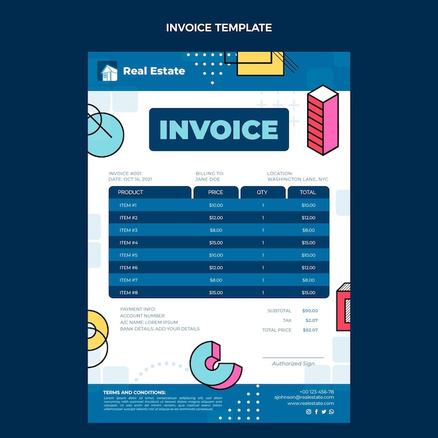 Плоский дизайн абстрактные геометрические счета-фактуры на недвижимость