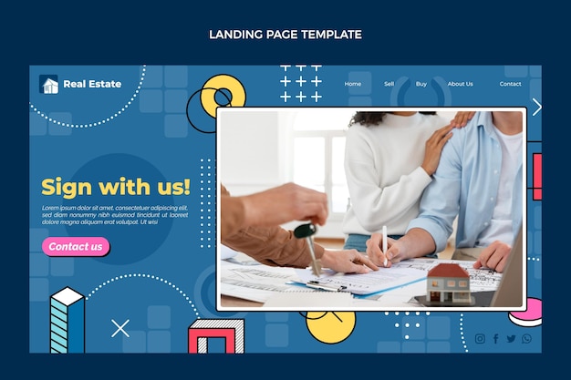 Free vector flat design abstract geometric real estate landing page