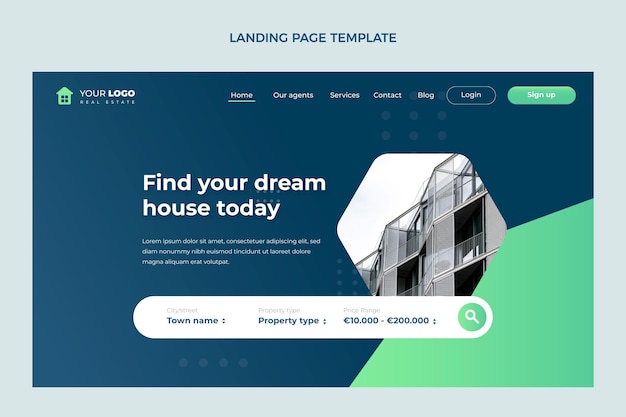 Flat design abstract geometric real estate landing page