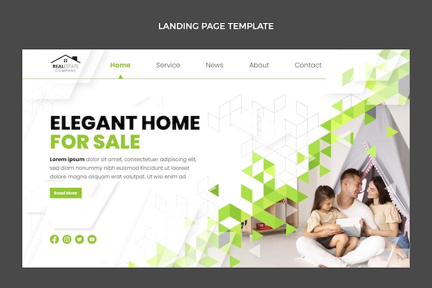 Flat design abstract geometric real estate landing page