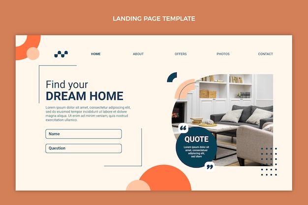 Free vector flat design abstract geometric real estate landing page