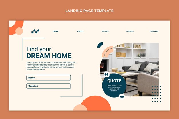 Flat design abstract geometric real estate landing page