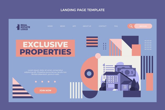 Flat design abstract geometric real estate 
landing page