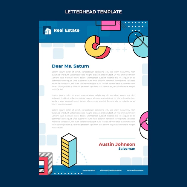 Free vector flat design abstract geometric real estate letterhead