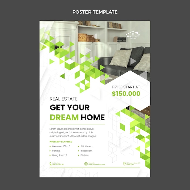 Flat design abstract geometric real estate poster