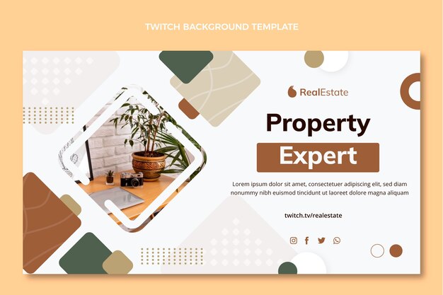 Flat design abstract geometric real estate twitch background