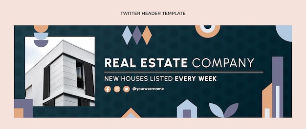 Flat design abstract geometric real estate twitter header
