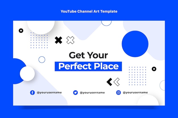 Free vector flat design abstract geometric real estate youtube channel art