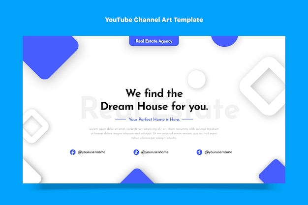 Flat design abstract geometric real estate youtube  channel art