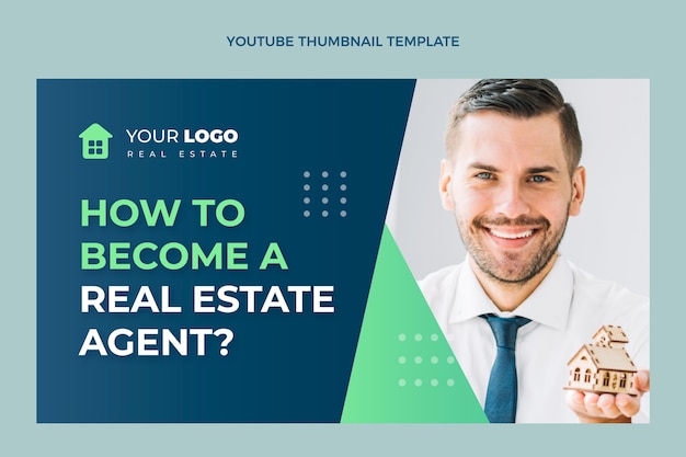 Free vector flat design abstract geometric real estate youtube thumbnail