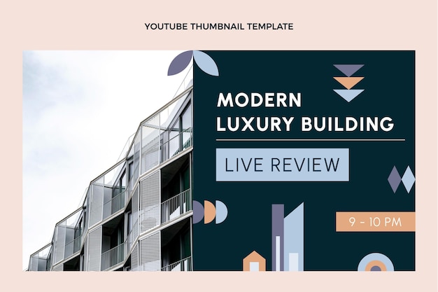 Free vector flat design abstract geometric real estate youtube thumbnail