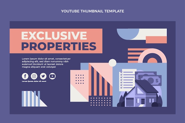 Плоский дизайн абстрактные геометрические объекты недвижимости на YouTube
