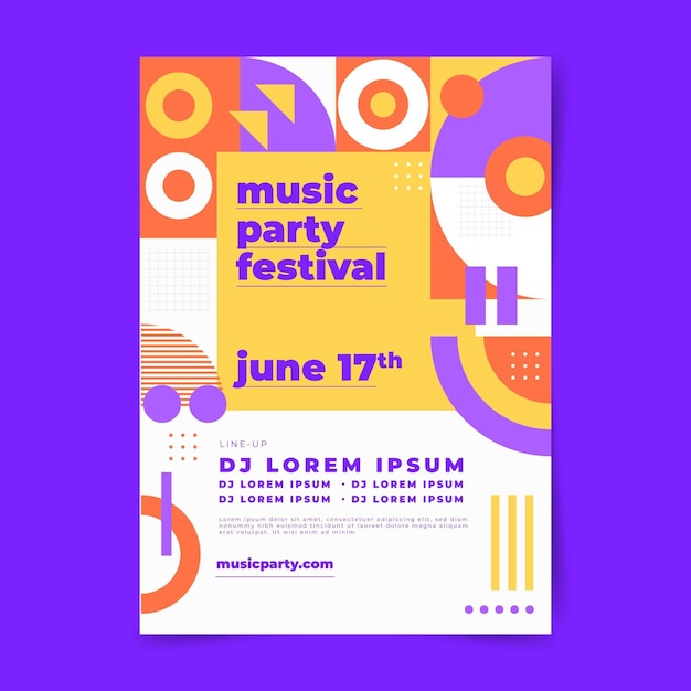 Flat design abstract music fest poster