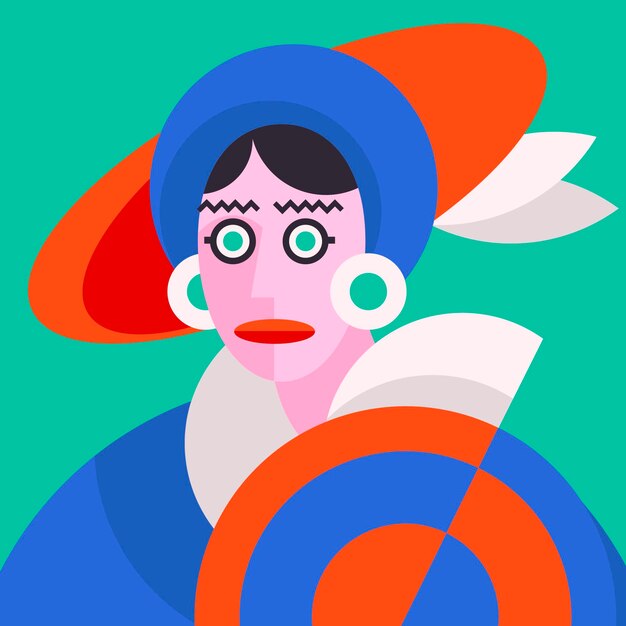 flat design abstract portrait in art style