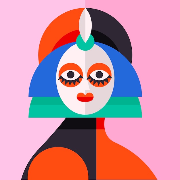 Flat design abstract portrait in art style
