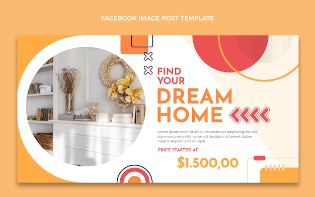 Flat design abstract real estate facebook post