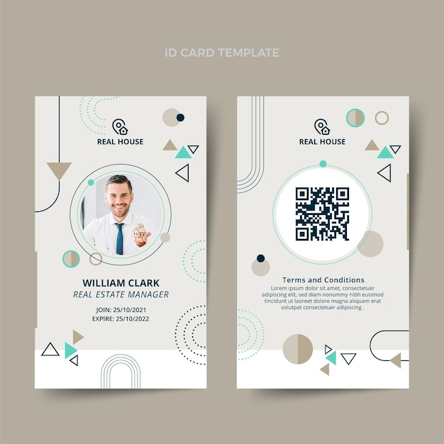 Flat design abstract real estate id card