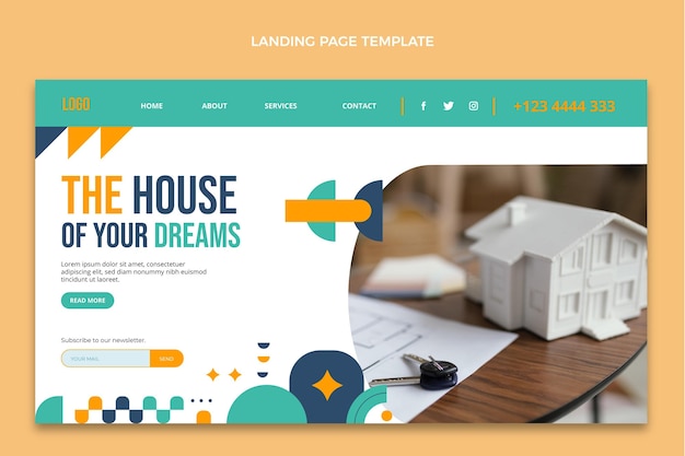 Flat design abstract real estate landing page