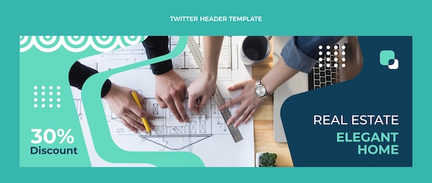 Flat design abstract real estate twitter header