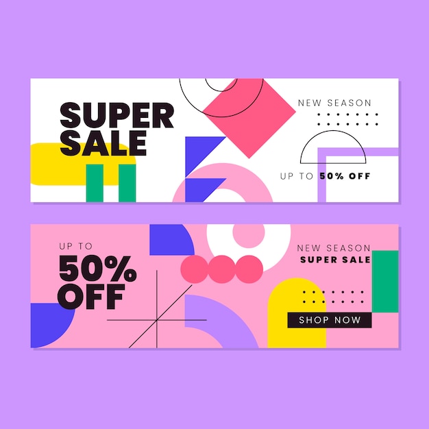 Flat design abstract sales banner template