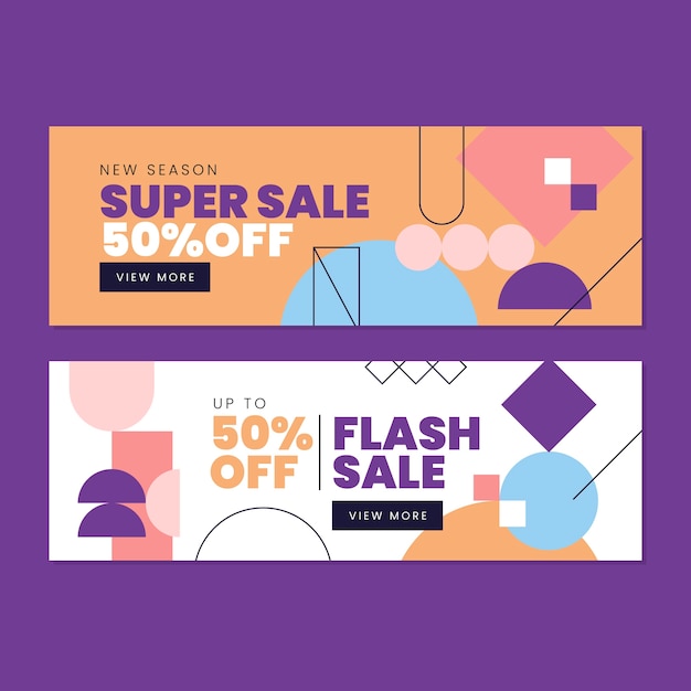 Flat design abstract shapes banner template