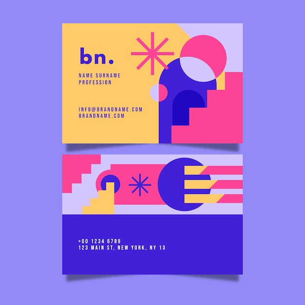 Flat design of abstract shapes business cards template