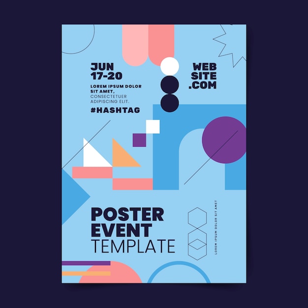 Vettore gratuito modello di poster di forme astratte design piatto